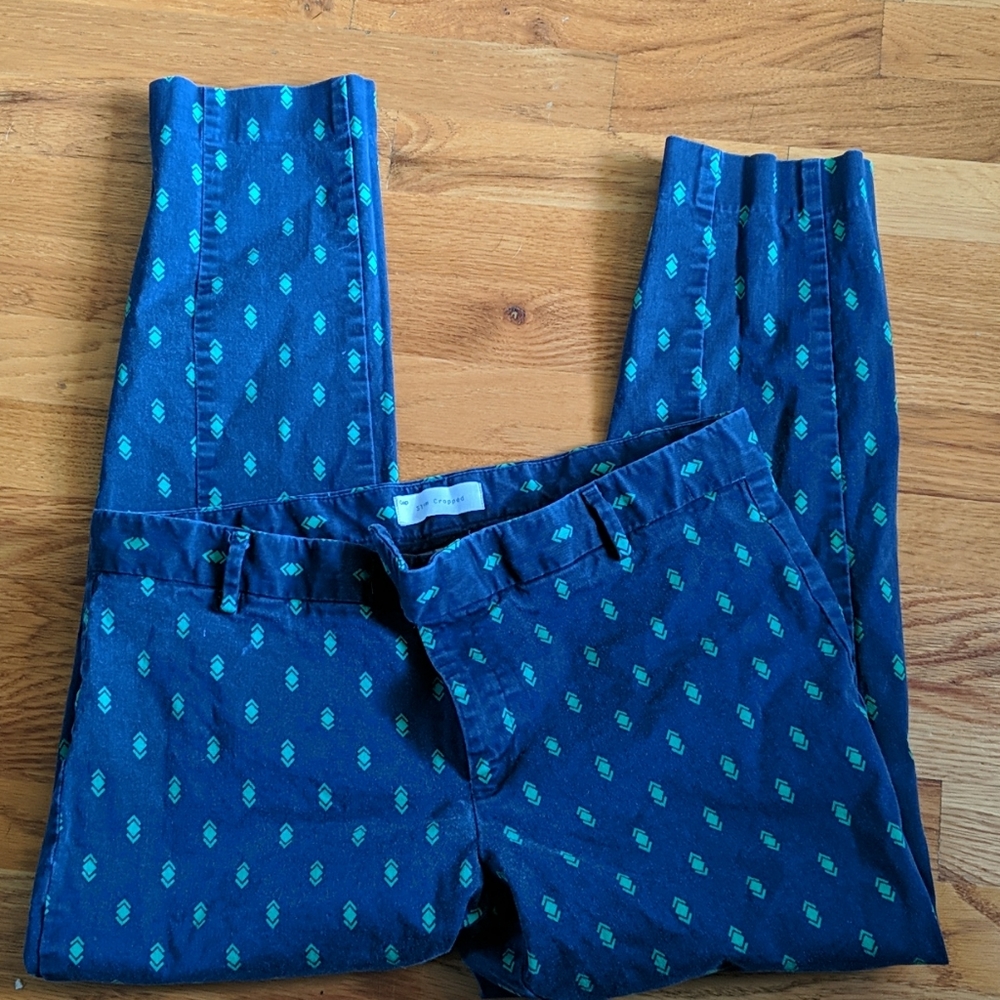 Navy blue and green gap slim cropped pants